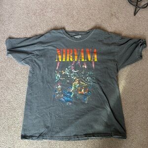 NIRVANA Black Tee with White Smiley Logo